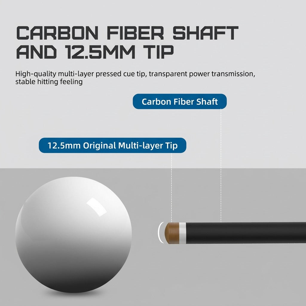 【Crical】CXD-1YF Carbon Fiber Pool Cue Stick with 12.5mm Tip Low Deflection shaft for Billiard Cue Sticks