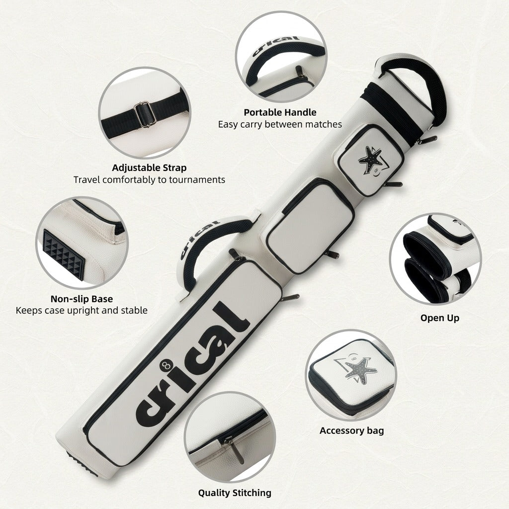 Crical】Pool Cue Case with 6 Holes 2*4 case 2 butts 4 shafts pool