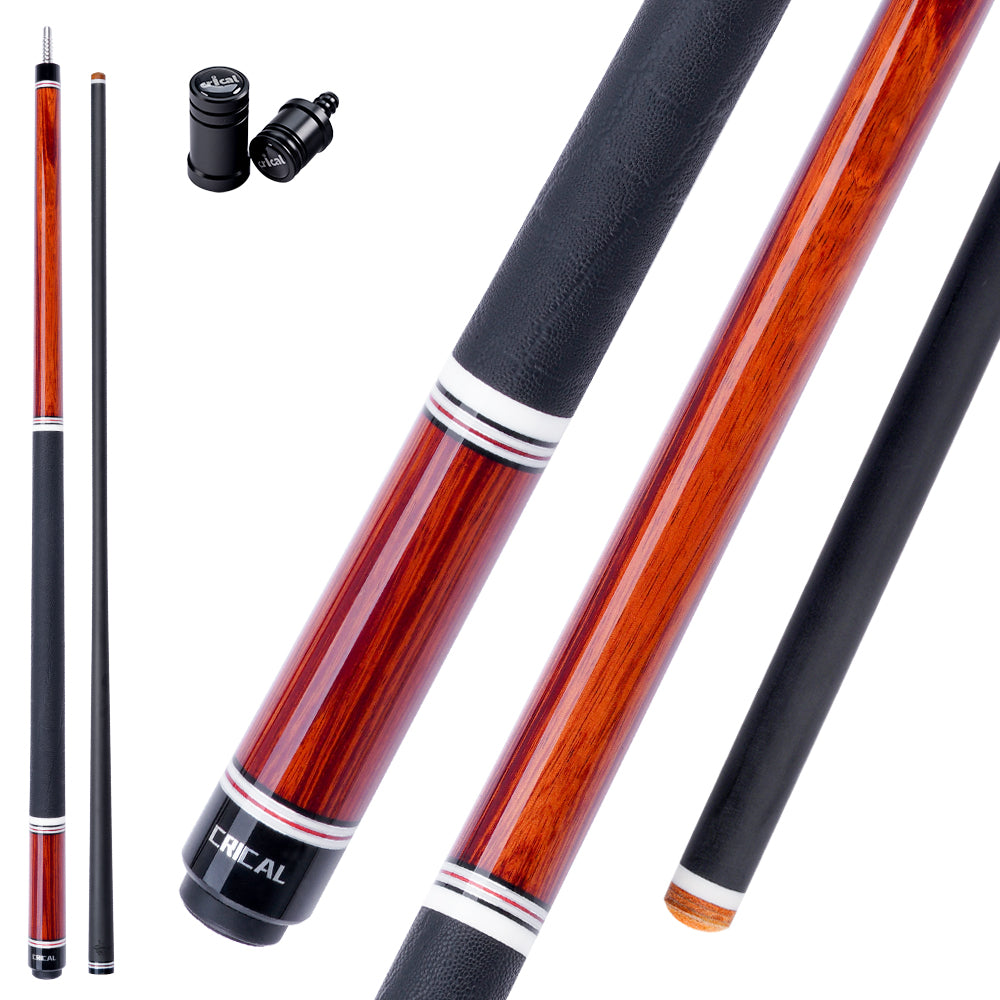 【CRICAL】 WR Series Low Deflection Carbon Fiber Pool Cue Stick – 58" 1/2 Split Billiard Cue with 12.5mm 6-Layer Tip,  Ebony/Pterocarpus Soyauxii Material, Pro Taper Carbon Fiber Shaft, 3/8x8 Stainless Steel Joint，Genuine Leather Grip for Professional Play