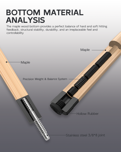 【CXD-1F】CRICAL Pro Taper Carbon Fiber Pool Cue Set with Maple Jump Break Cue