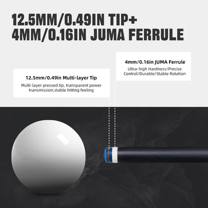 【CRICAL】CL-PD-04 Carbon Fiber Pool Cue Stick - 58" Low Deflection Professional Pool Cue with Pro Taper Shaft, 3D Wrapless Grip, 12.5mm Tip & 3/8x8 Joint Billiard Stick