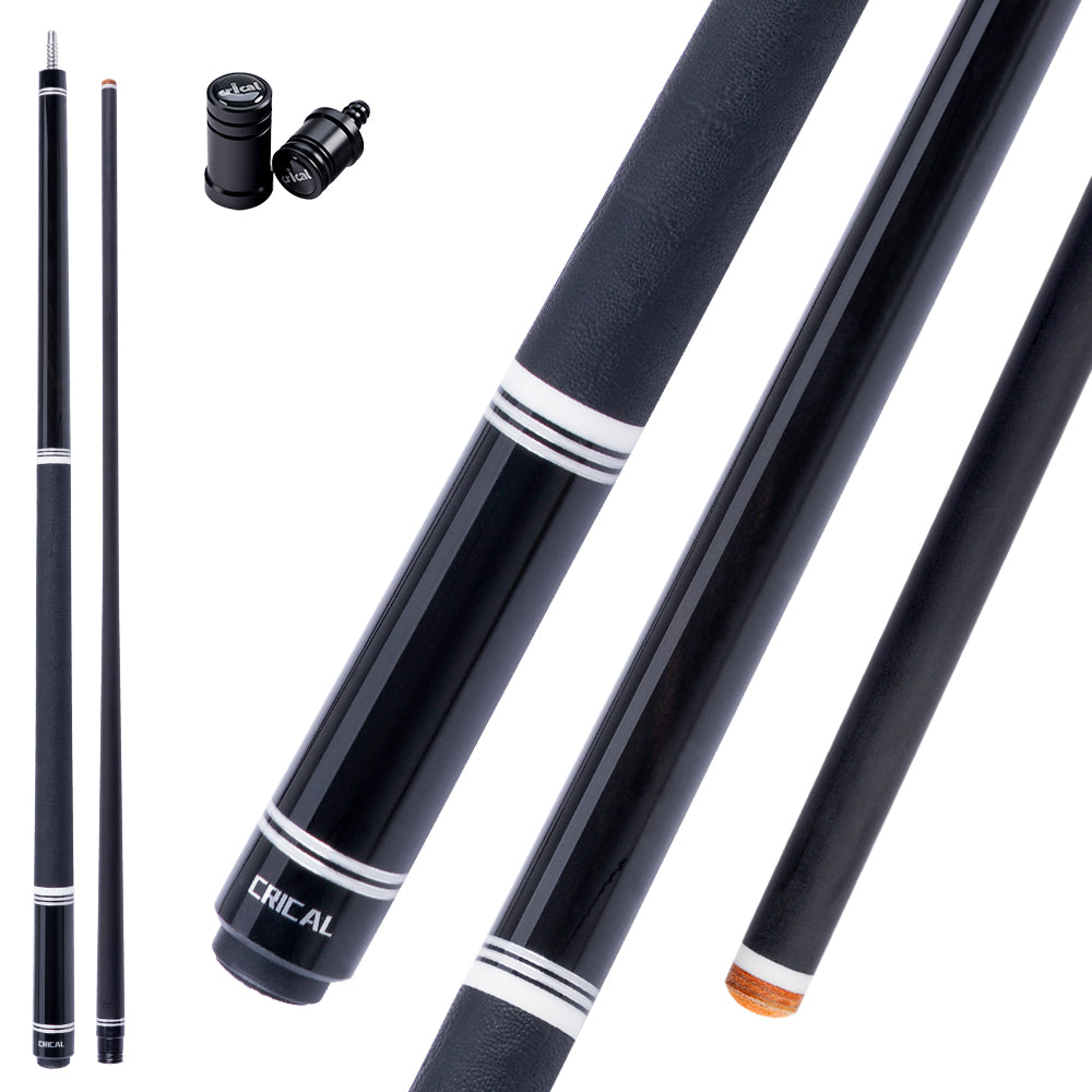 【CRICAL】 WR Series Low Deflection Carbon Fiber Pool Cue Stick – 58" 1/2 Split Billiard Cue with 12.5mm 6-Layer Tip,  Ebony/Pterocarpus Soyauxii Material, Pro Taper Carbon Fiber Shaft, 3/8x8 Stainless Steel Joint，Genuine Leather Grip for Professional Play