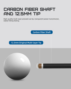 【CXD-1RF】 Carbon Fiber Pool Cue Stick with 12.5mm Tip Low Deflection shaft for Billiard Cue Sticks