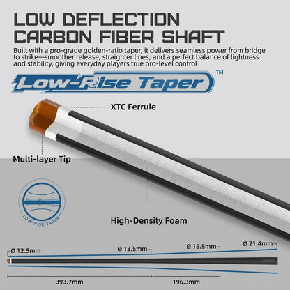 【Crical】CXD-1YF Carbon Fiber Pool Cue Stick with 12.5mm Tip Low Deflection shaft for Billiard Cue Sticks