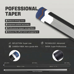 【CL-PD-SET】Carbon Fiber Pool Cue Stick - 58" Low Deflection Professional Pool Cue with Pro Taper Shaft, 3D Wrapless Grip, 12.5mm Tip