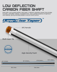 【CXD-1RF】 Carbon Fiber Pool Cue Stick with 12.5mm Tip Low Deflection shaft for Billiard Cue Sticks