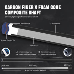 【CL-PD-(1-5】 Carbon Fiber Pool Cue Stick - 58" Low Deflection Pool Cue with Pro Taper Shaft, 3D Wrapless Grip, 12.5mm Tip & 3/8x8 Joint Billiard Stick