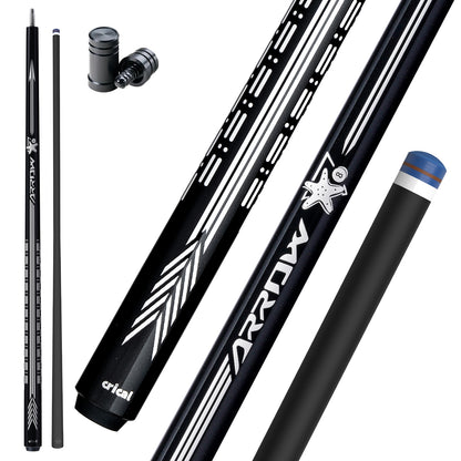 【CRICAL】CL-PD-04 Carbon Fiber Pool Cue Stick - 58" Low Deflection Professional Pool Cue with Pro Taper Shaft, 3D Wrapless Grip, 12.5mm Tip & 3/8x8 Joint Billiard Stick