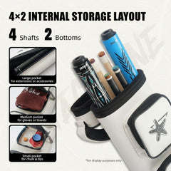 【Cue Case】Pool Cue Case with 6 Holes 2*4 case 2 butts 4 shafts pool cue bag for 1/2 Billiard cue cases