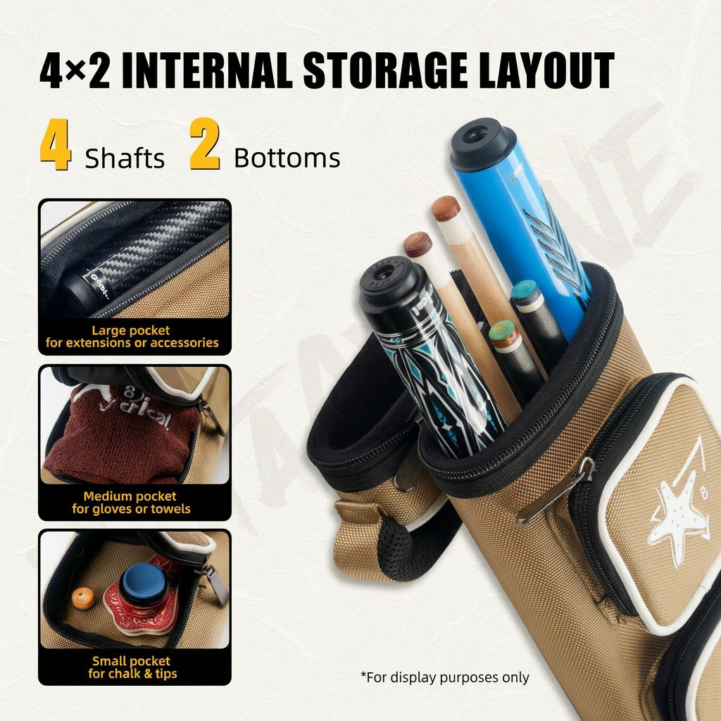 【CRICAL】 Pool Cue Case with 6 Holes 2*4 case 2 butts 4 shafts for 1/2 Billiard cue cases