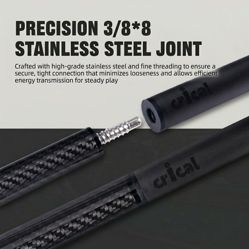 【CRICAL】VP-1 VP-2 Carbon Fiber Pool Cue Stick - 58" Professional Pool Cue with 12.5mm Tip & 3/8x8 Joint Billiard Stick