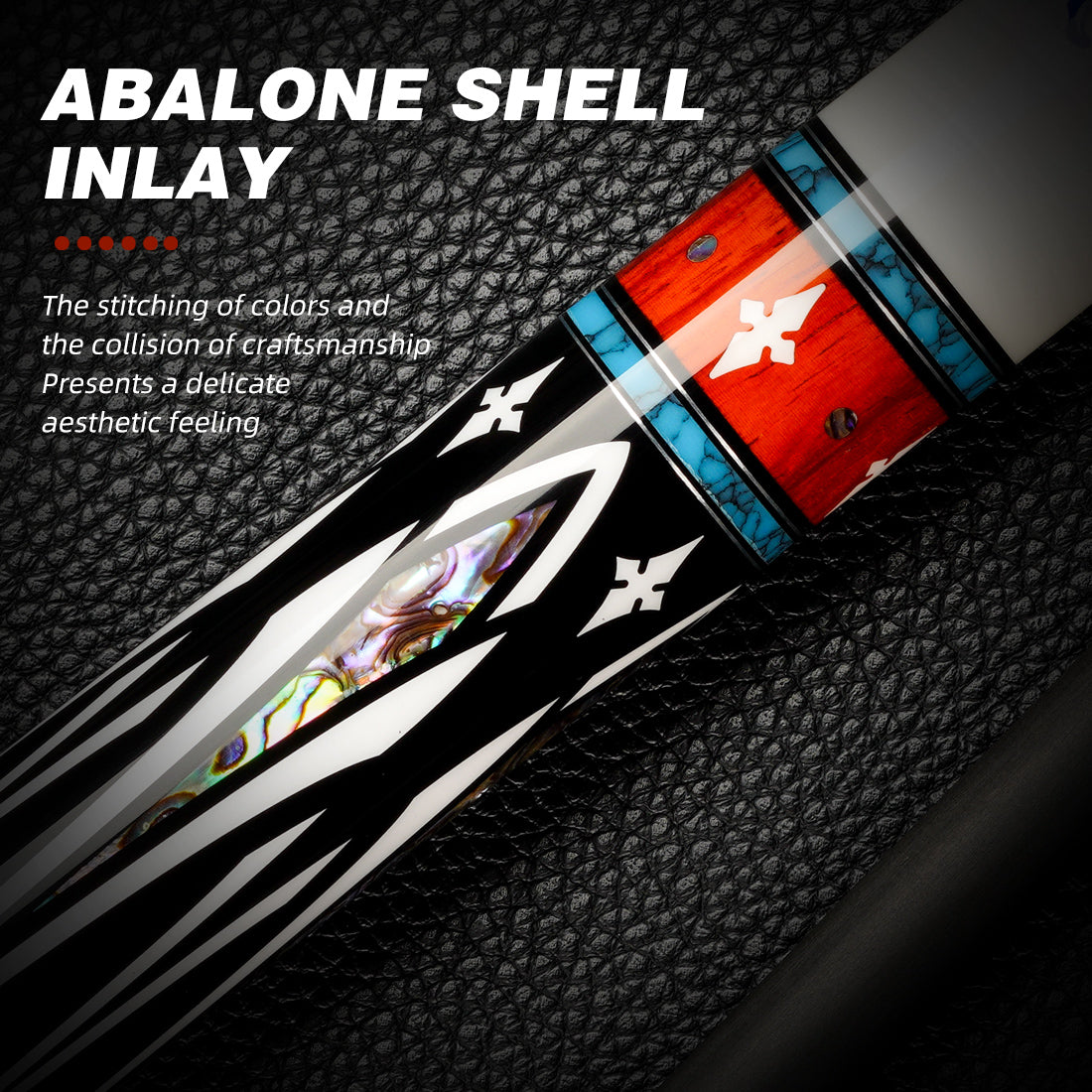 KONLLEN CAR-A1 Abalone Inlay Carbon Fiber Carom Billiard Cue Stick 12mm Tip 142cm