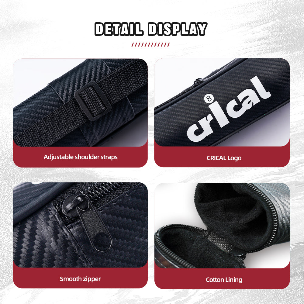 【CRICAL】Pool Cue Case with 2 Holes 1 butt 1shaft for 1/2 Billiard cue cases