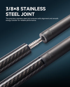 【VP PRO Taper】CRICAL Carbon Fiber Pool Cue Stick, Low Deflection Billiard Cue with Pro Taper Shaft, 58 Inch Cue with Cowhide Grip, 12.5mm Tip, 3/8x8 Joint, Adjustable Weight