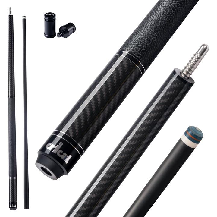 【VP PRO Taper】CRICAL Carbon Fiber Pool Cue Stick, Low Deflection Billiard Cue with Pro Taper Shaft, 58 Inch Cue with Cowhide Grip, 12.5mm Tip, 3/8x8 Joint, Adjustable Weight