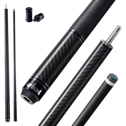【VP PRO Taper】CRICAL Carbon Fiber Pool Cue Stick, Low Deflection Billiard Cue with Pro Taper Shaft, 58 Inch Cue with Cowhide Grip, 12.5mm Tip, 3/8x8 Joint, Adjustable Weight
