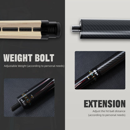 【Crical】CXD-3RF Carbon Fiber Pool Cue Stick with 12.5mm Tip leather grip Low Deflection shaft for Billiard Cue Sticks