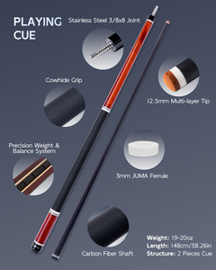 【WR+BREAK JUMP】CRICAL Carbon Fiber Pool Cue Set with Maple Break/Jump Cue