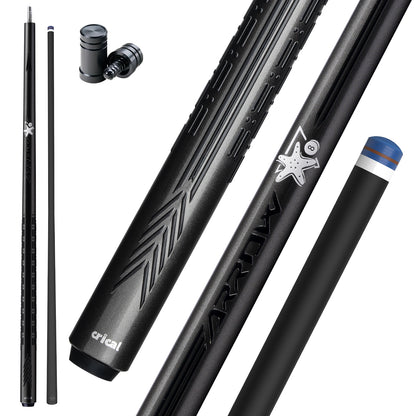 【CRICAL】CL-PD-04 Carbon Fiber Pool Cue Stick - 58" Low Deflection Professional Pool Cue with Pro Taper Shaft, 3D Wrapless Grip, 12.5mm Tip & 3/8x8 Joint Billiard Stick