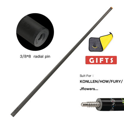 【CRICAL】 Crical Carbon Fiber Pool Cue Single Shaft with 3/8 * 8 Uniloc Joint 11.5mm/12.5mm Low Deflection Ultra-Smooth Easy to Control Billiard Cue Stick Shaft 29''