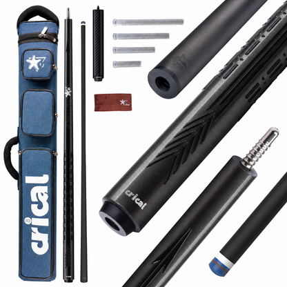 【CL-PD-CUE CASE-SET】 Carbon Fiber Pool Cue Stick - 58" Low Deflection Professional Pool Cue with Pro Taper Shaft, 3D Anti-Slip Wrapless Grip, 12.5mm Tip & 3/8x8 Joint Billiard Stick