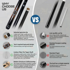 【Crical】CXD-1YF Carbon Fiber Pool Cue Stick with 12.5mm Tip Low Deflection shaft for Billiard Cue Sticks