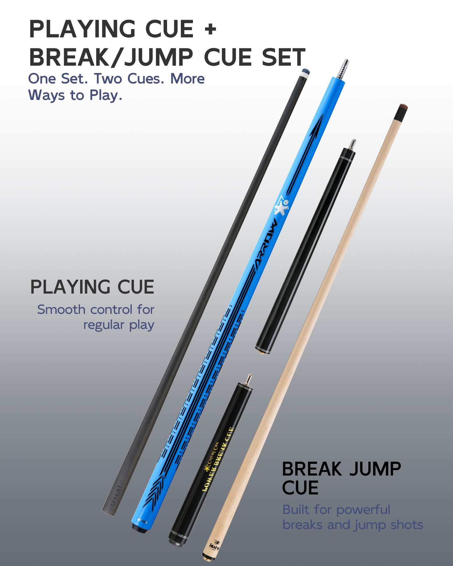【PD】CRICAL Pro Taper Carbon Fiber Pool Cue Set with Maple Jump Break Cue