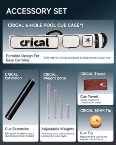 【VP PRO Taper】CRICAL Carbon Fiber Pool Cue Stick, Low Deflection Billiard Cue with Pro Taper Shaft, 58 Inch Cue with Cowhide Grip, 12.5mm Tip, 3/8x8 Joint, Adjustable Weight