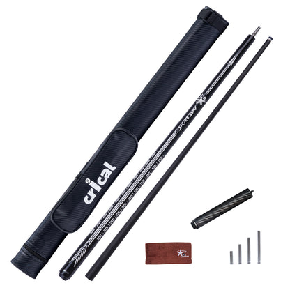【CRICAL】CL-PD-05 Carbon Fiber Pool Cue Stick - 58" Low Deflection Professional Pool Cue with Pro Taper Shaft, 3D Wrapless Grip, 12.5mm Tip & 3/8x8 Joint Billiard Stick