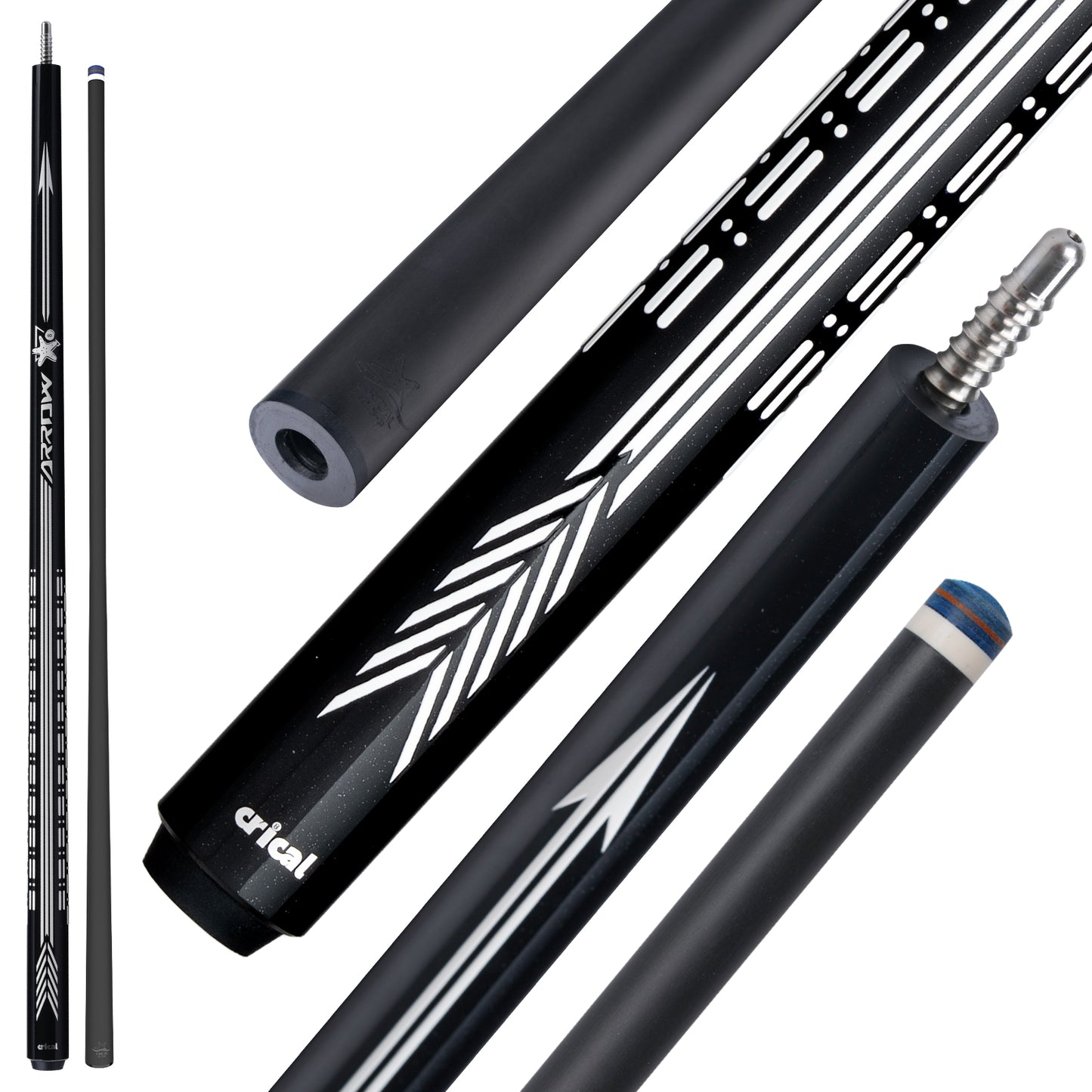 【CRICAL】CL-PD-05 Carbon Fiber Pool Cue Stick - 58" Low Deflection Professional Pool Cue with Pro Taper Shaft, 3D Wrapless Grip, 12.5mm Tip & 3/8x8 Joint Billiard Stick