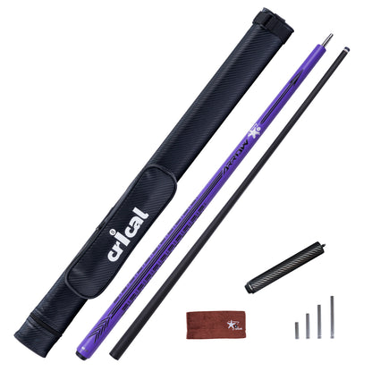 【CRICAL】CL-PD-03 Carbon Fiber Pool Cue Stick - 58" Low Deflection Professional Pool Cue with Pro Taper Shaft, 3D Wrapless Grip, 12.5mm Tip & 3/8x8 Joint Billiard Stick
