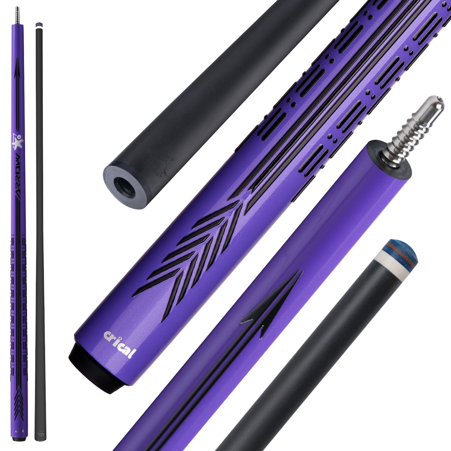 【CRICAL】CL-PD-03 Carbon Fiber Pool Cue Stick - 58" Low Deflection Professional Pool Cue with Pro Taper Shaft, 3D Wrapless Grip, 12.5mm Tip & 3/8x8 Joint Billiard Stick