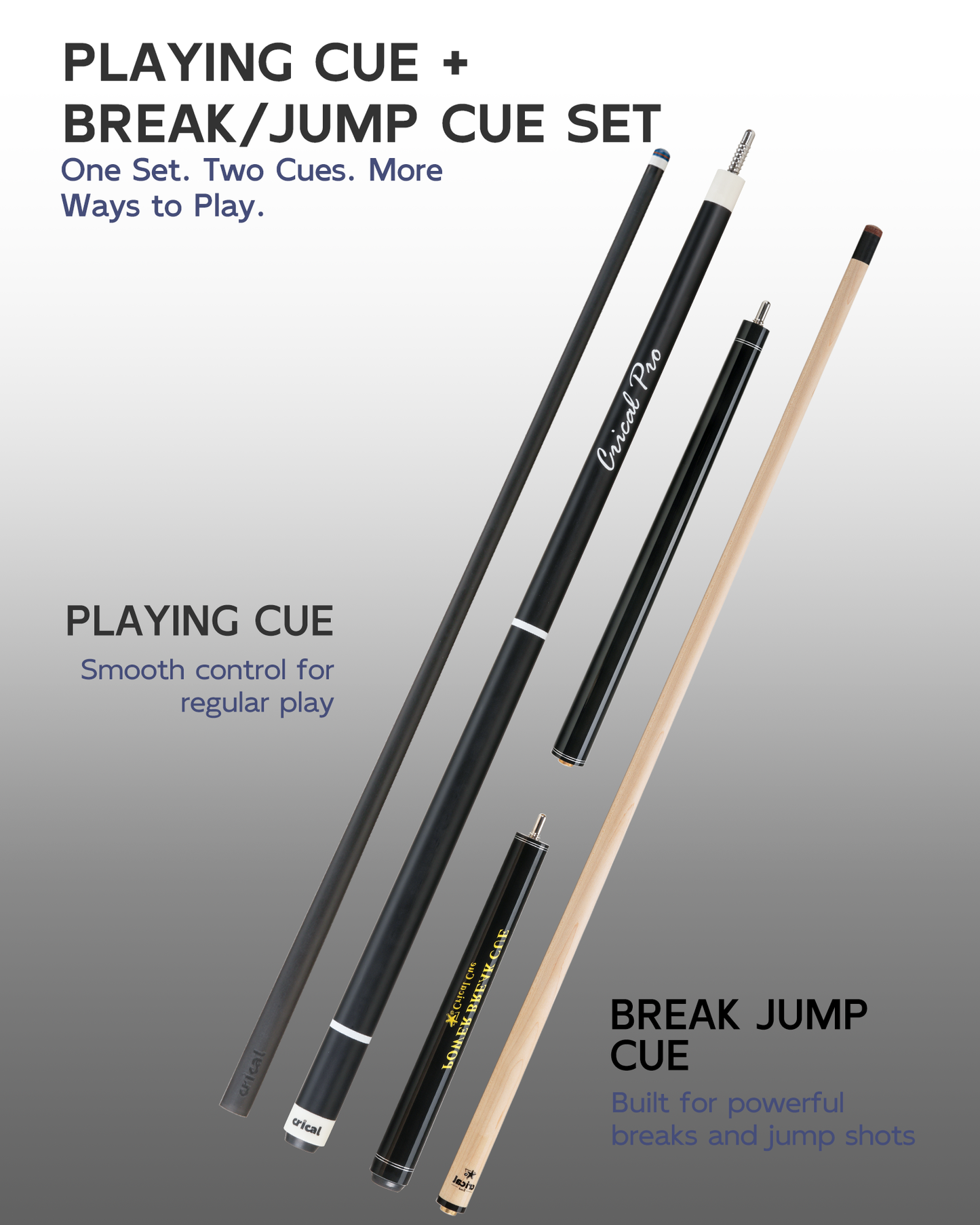 【CL-01/03/04】CRICAL Carbon Fiber Pool Cue Set with Maple Jump Break Cue