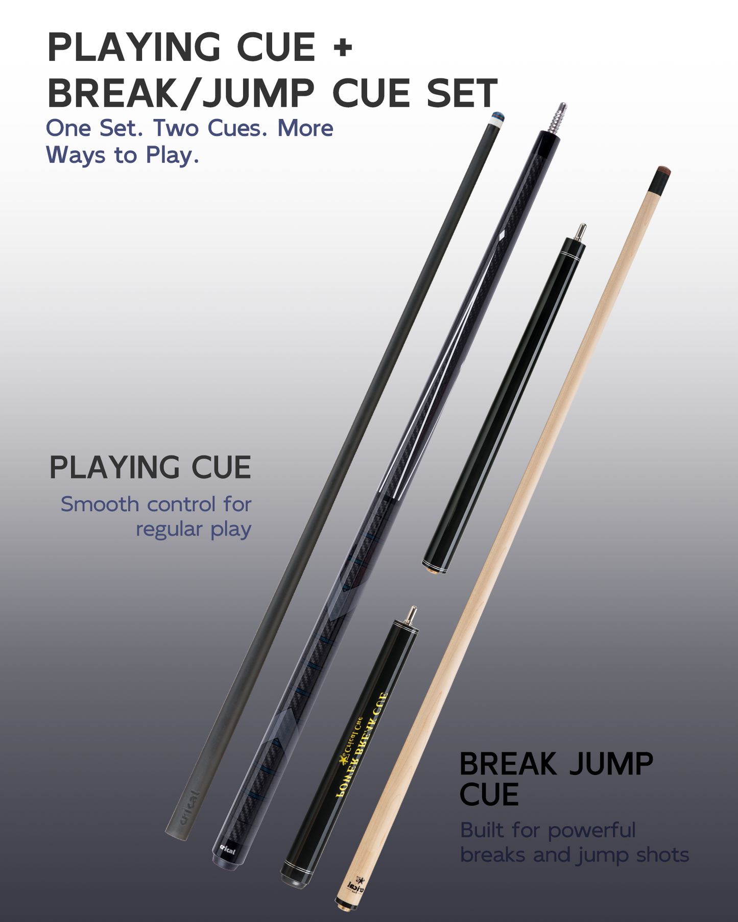 【CL-01/03/04】CRICAL Carbon Fiber Pool Cue Set with Maple Jump Break Cue