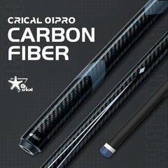 【CL-01 Pro Taper】 CRICAL Carbon Fiber Pool Cue Stick | Low Deflection Billiard Cue with 3/8x8 Joint & 12.5mm Tip