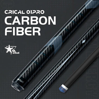 【CRICAL Pro Taper】 Carbon Fiber Pool Cue Stick | Low Deflection Billiard Cue with 3/8x8 Joint & 12.5mm Tip