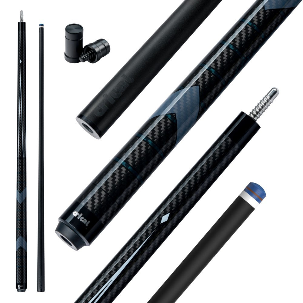 【CRICAL Pro Taper】 Carbon Fiber Pool Cue Stick | Low Deflection Billiard Cue with 3/8x8 Joint & 12.5mm Tip