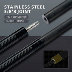 【CL-01 Pro Taper】 CRICAL Carbon Fiber Pool Cue Stick | Low Deflection Billiard Cue with 3/8x8 Joint & 12.5mm Tip