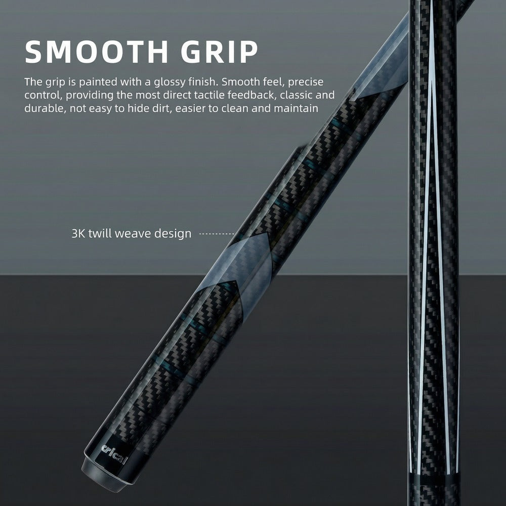 【CRICAL Pro Taper】 Carbon Fiber Pool Cue Stick | Low Deflection Billiard Cue with 3/8x8 Joint & 12.5mm Tip