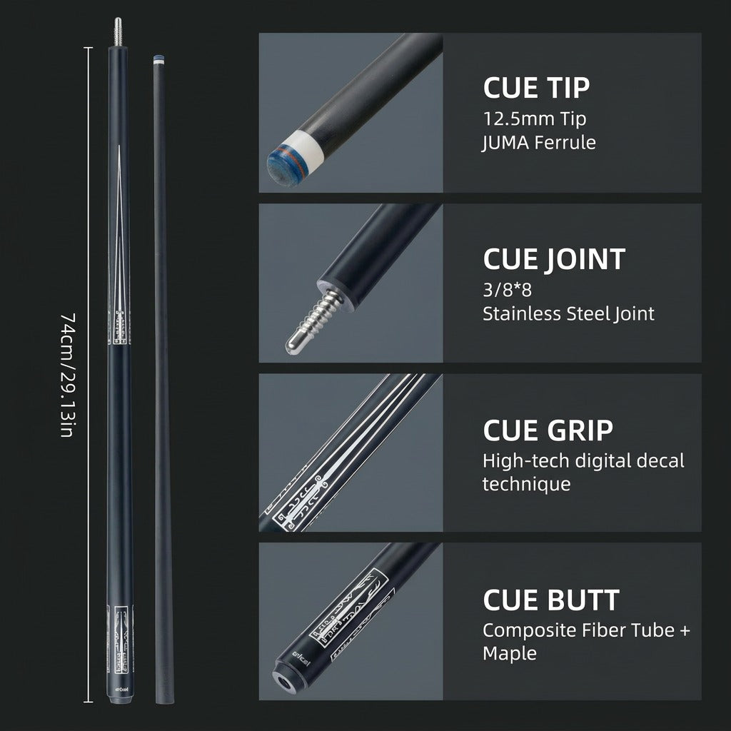 【CRICAL】CL-01/2/3 Carbon Fiber Pool Cue Stick with 12.5mm Tip Low Deflection shaft for Billiard Cue Sticks