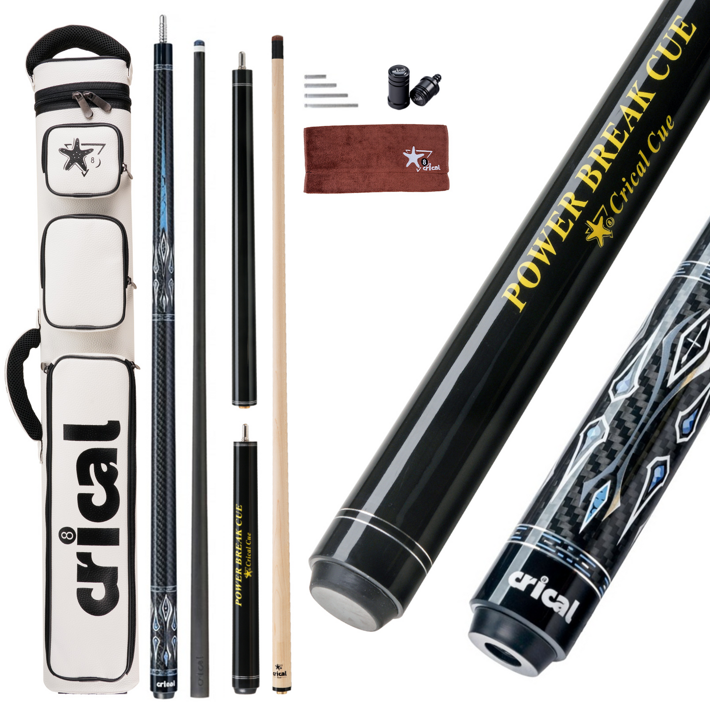 【CL-01/03/04】CRICAL Carbon Fiber Pool Cue Set with Maple Jump Break Cue