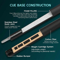 【break jump】2 in 1 Carbon Energy Break Punch Kick-off Jump Billiard Pool Cue Stick 13mm Break Jump Cue Stick