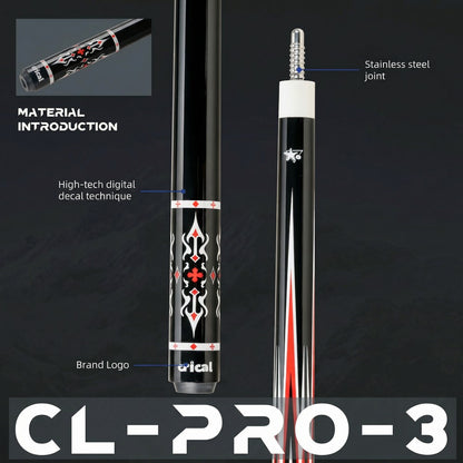 【CRICAL】 CL-pro3 Carbon Fiber Pool Cue Stick with 12.5mm Tip Low Deflection shaft for Billiard Cue Sticks