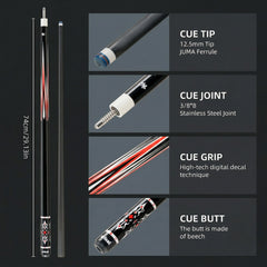 【CL-pro3 】Carbon Fiber Pool Cue Stick with 12.5mm Tip Low Deflection shaft for Billiard Cue Sticks