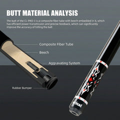 【CL-pro3 】Carbon Fiber Pool Cue Stick with 12.5mm Tip Low Deflection shaft for Billiard Cue Sticks