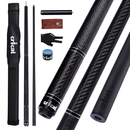 【CRICAL】VP-1 VP-2 Carbon Fiber Pool Cue Stick - 58" Professional Pool Cue with 12.5mm Tip & 3/8x8 Joint Billiard Stick