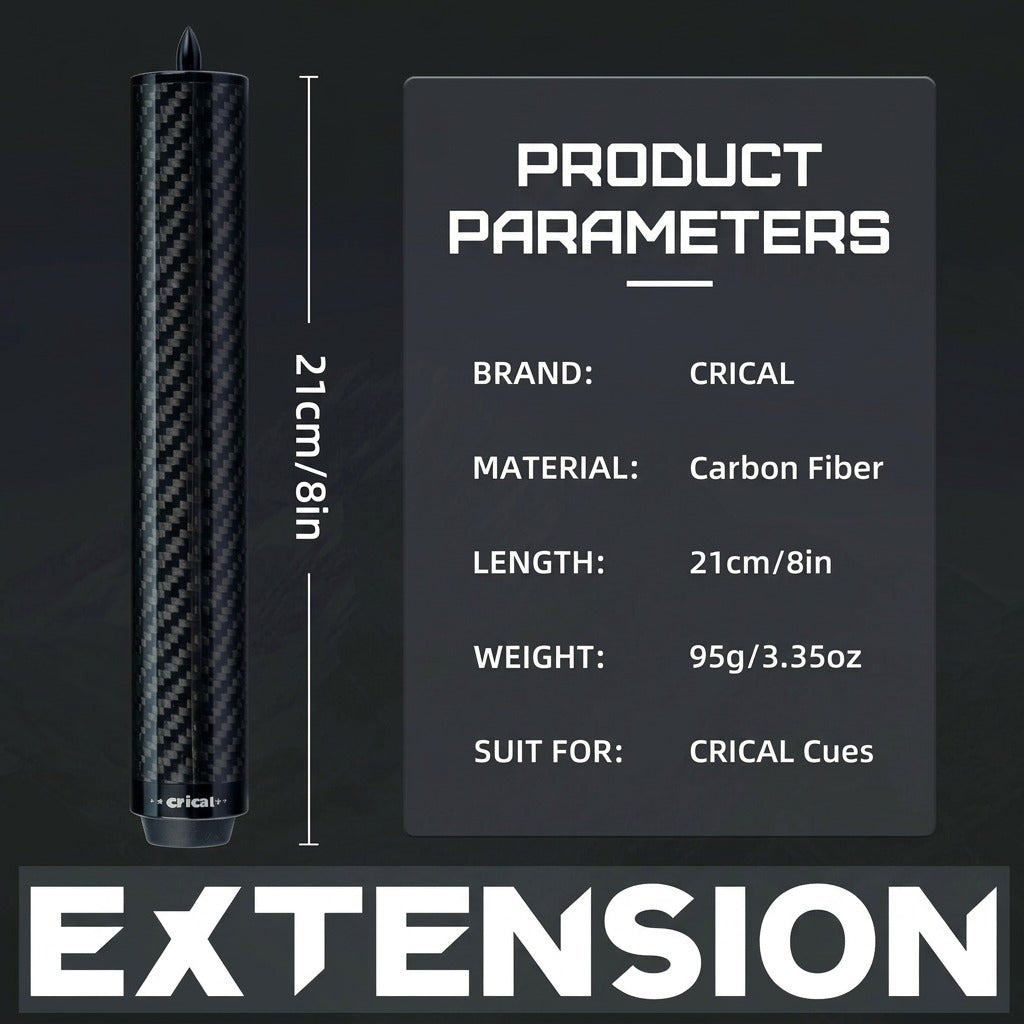 CRICAL Pool Cue Extension 2/3/4/8 Inch Metal Billiard Cue Extension with 3 Bumpers Billiard Accessories