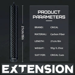 CRICAL Pool Cue Extension 2/3/4/8 Inch Metal Billiard Cue Extension with 3 Bumpers Billiard Accessories