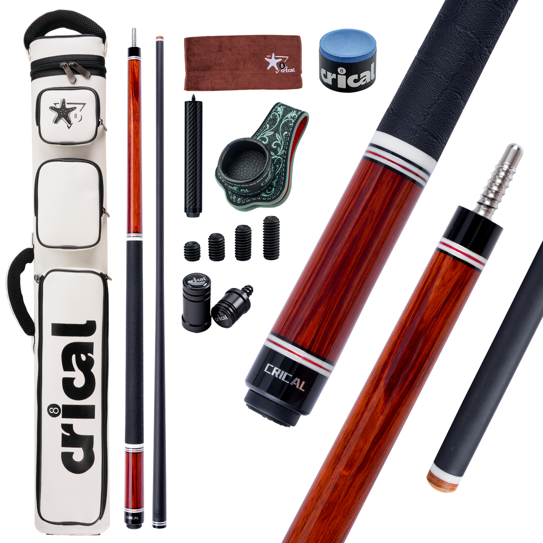 【WR-set1】CRICAL Carbon Fiber Pool Cue Set with Ebony Rear Section