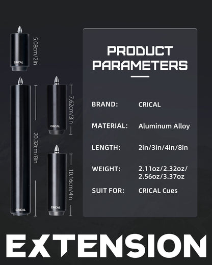 【CRICAL】Billiard Pool Cue Extension with  High Quality Metal Extender for Crical PREDATOR MEZZ How Fury Billiard Accessories